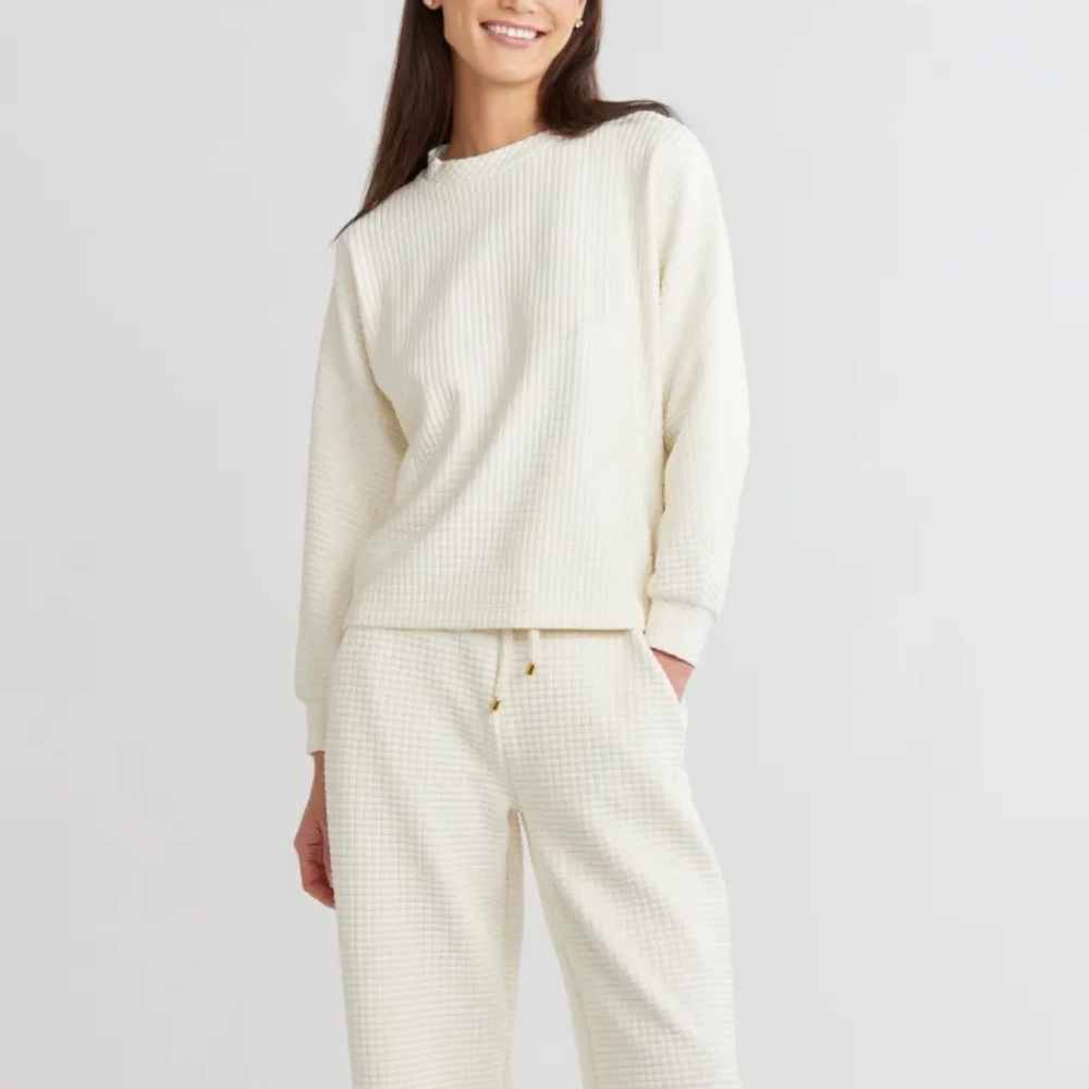 NWOT Dudley Stephens P'town Pullover in Waffle, Cream - Picture 2 of 8